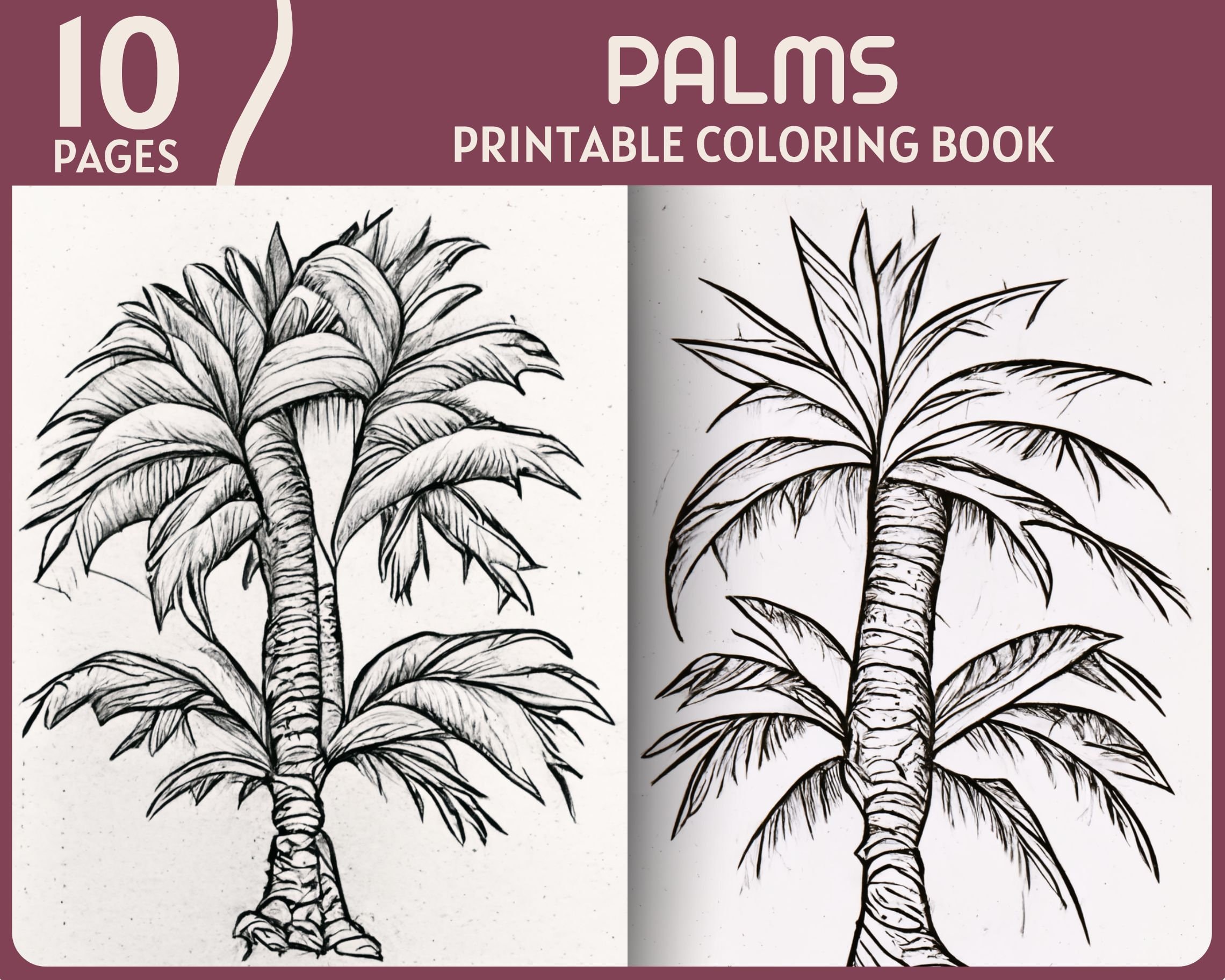 Palms coloring pages palm tree coloring book printable coloring page tropical coconut tree and nature