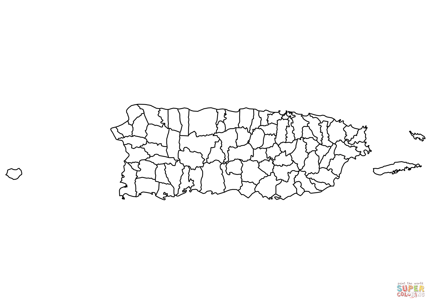 Outline map of puerto rico with counties coloring page free printable coloring pages