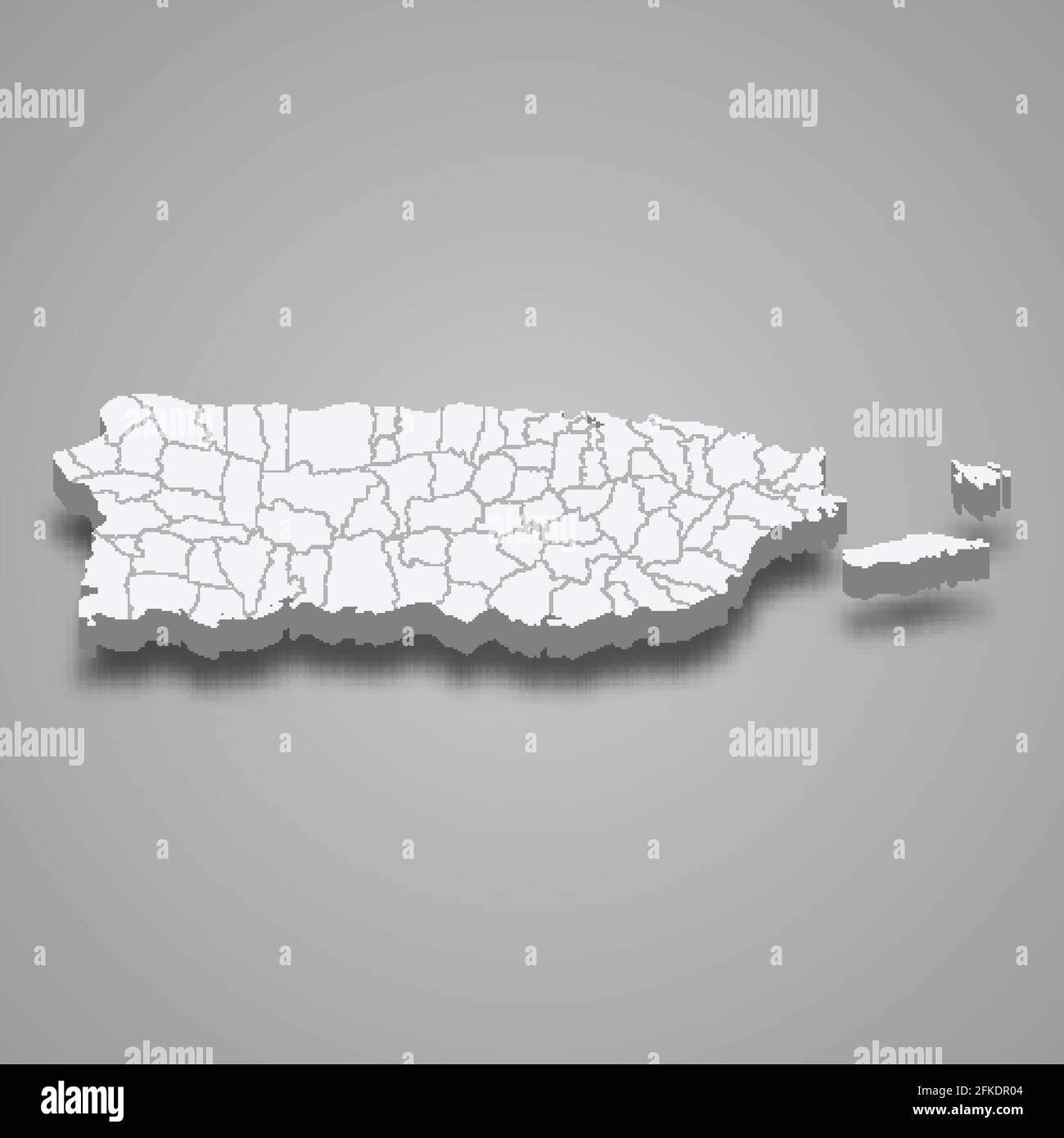 D isometric map of puerto rico isolated with shadow vector illustration stock vector image art