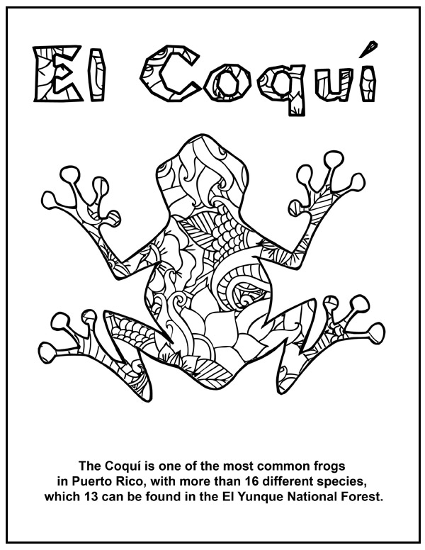 Free taino coqui frog coloring book page printable