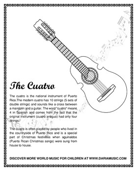 Cuatro â national instrument of puerto rico â free coloring page