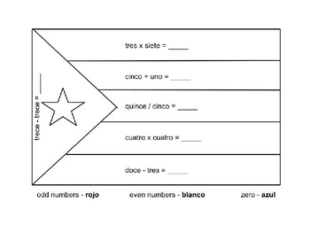 Puerto rico flag coloring page using math by senoras store tpt