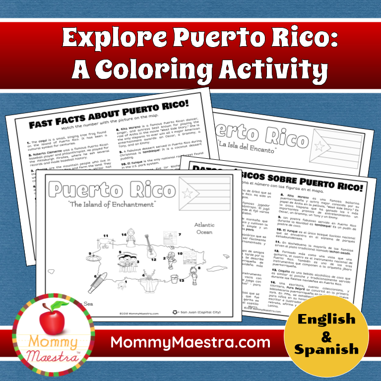 Mommy maestra puerto rico coloring activity
