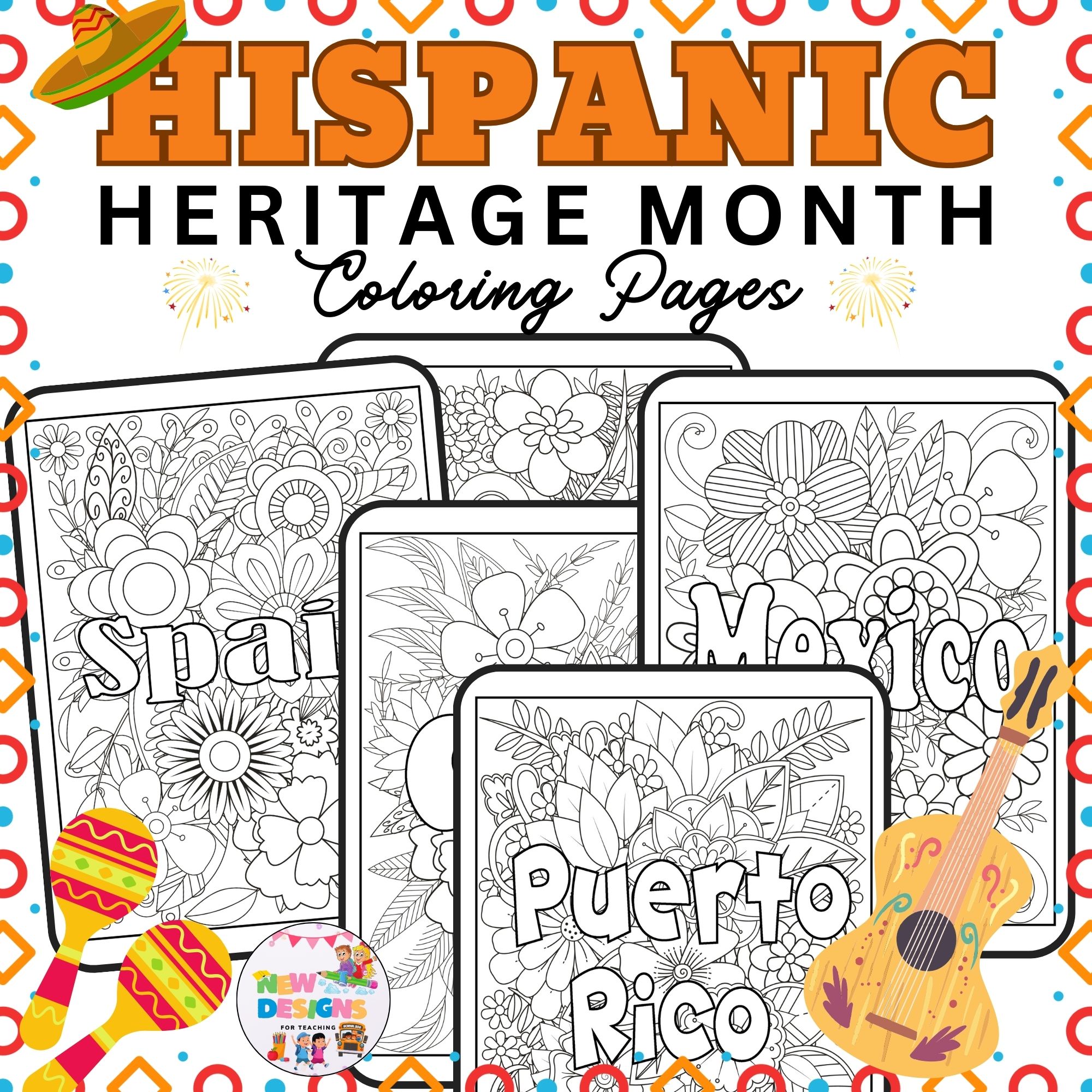 Hispanic heritage month coloring pages names of countries october activity made by teachers