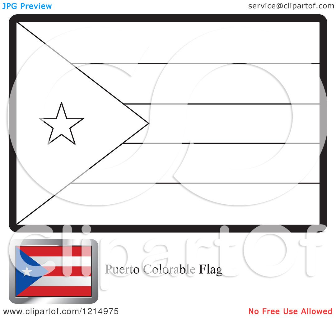 Clipart of a coloring page and sample for a puerto rico flag