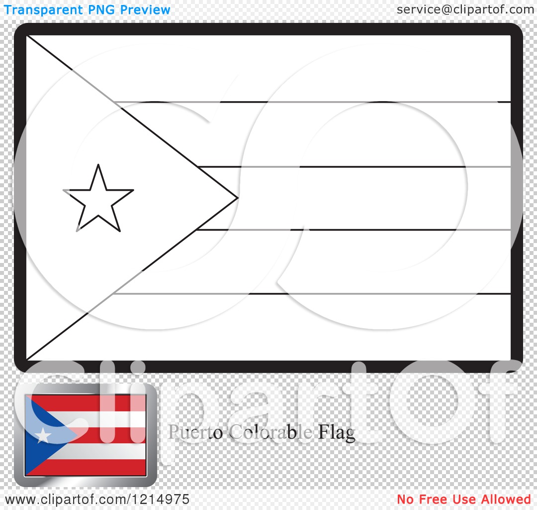 Clipart of a coloring page and sample for a puerto rico flag