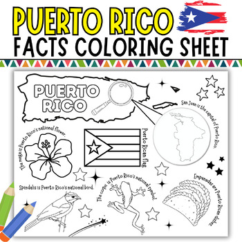 Puerto rico facts coloring sheet hispanic heritage month coloring page