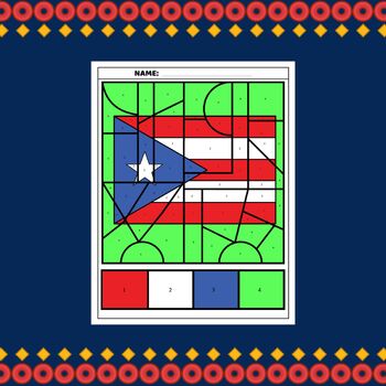 Puerto rico flag color by number coloring page