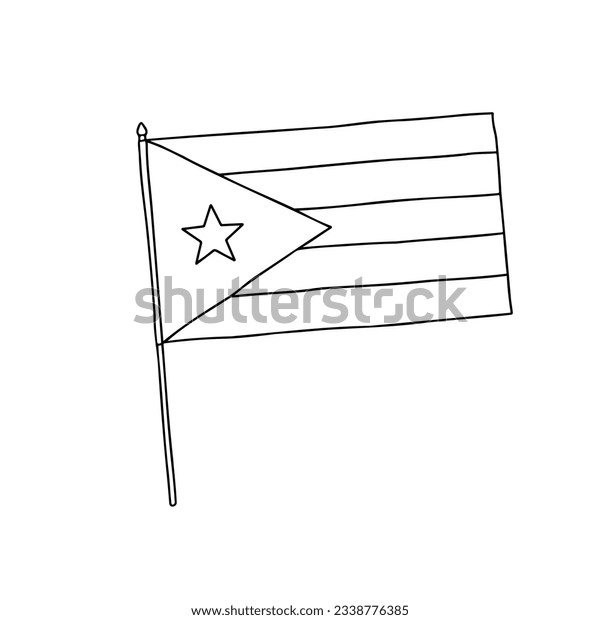Flagge kubas vektorgrafik handgezeichnet schwarz