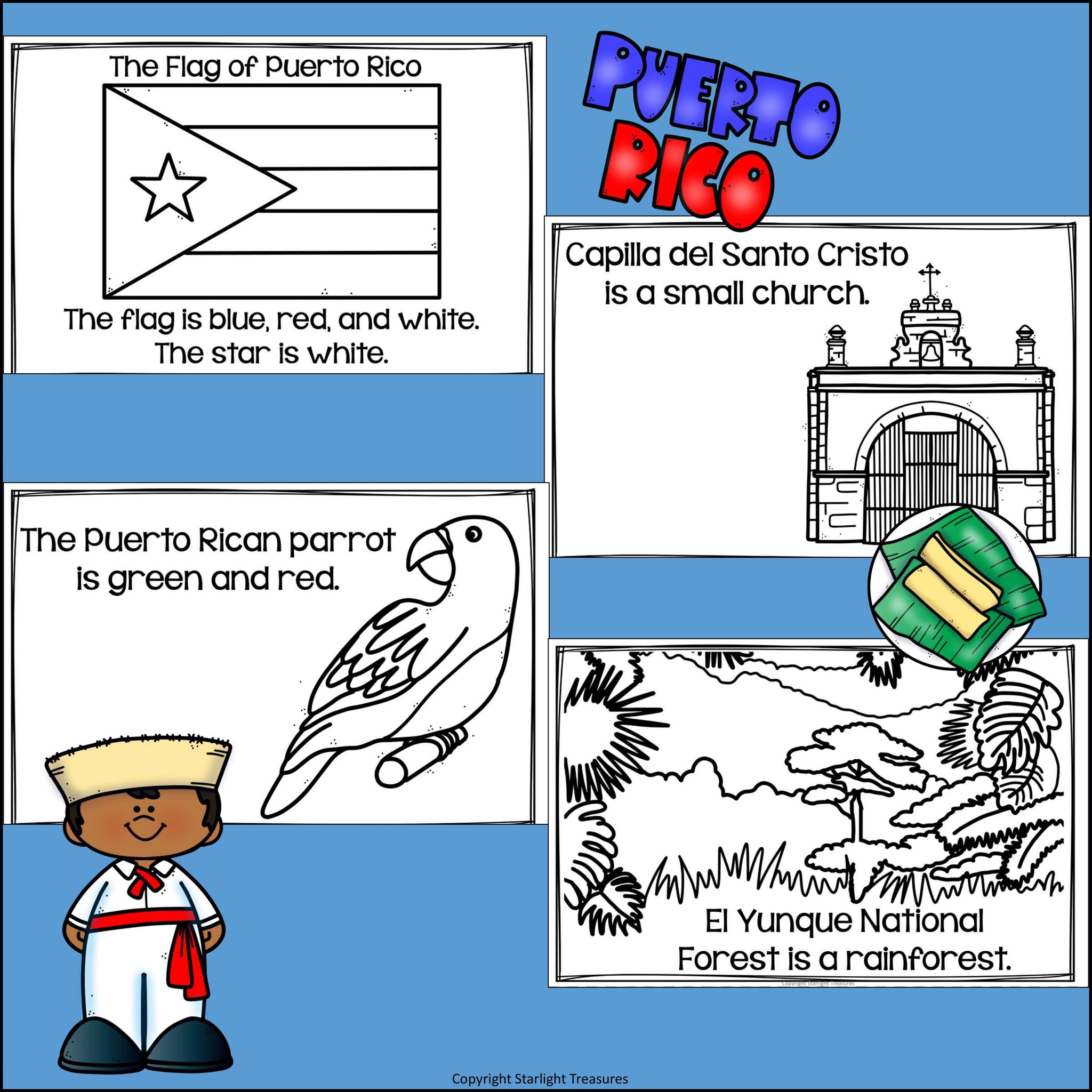 Puerto rico mini book for early readers