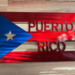 Puerto rico flag metal art es in various colors and sizes great gift for any occasion show your puerto rican pride