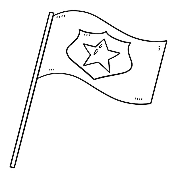 Premium vector police flag isolated coloring page for kids