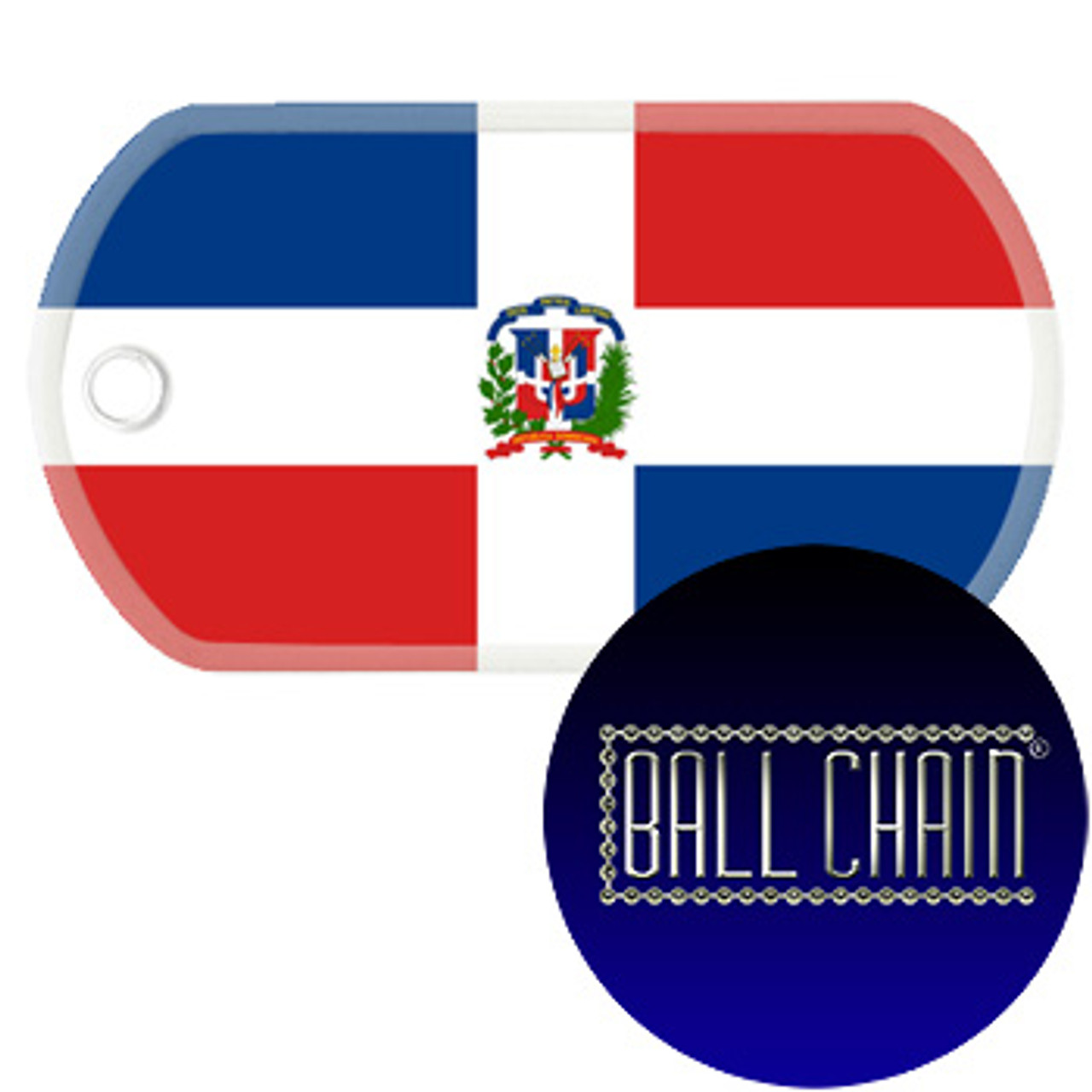 Dominican republic flag color printed rolled edge stainless steel dog tag