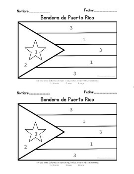 Bandera puerto rico flag color by number by my spanglish classroom