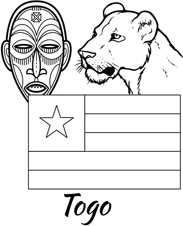 Flag of togo educational coloring page for kids