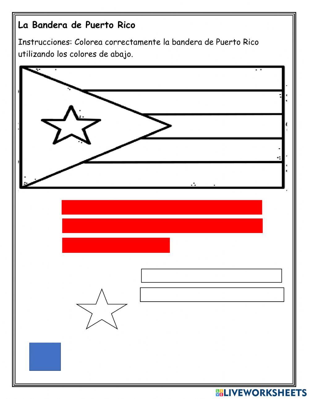 La bandera de puerto rico online exercise for live worksheets