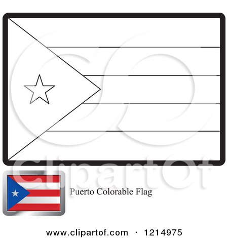 Clipart of a coloring page and sample for a puerto rico flag