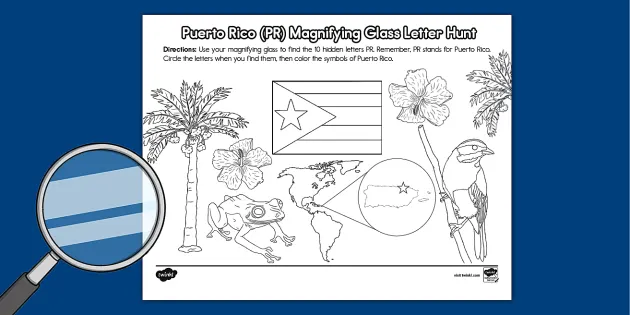 Puerto ri pr magnifying glass letter hunt activity for k