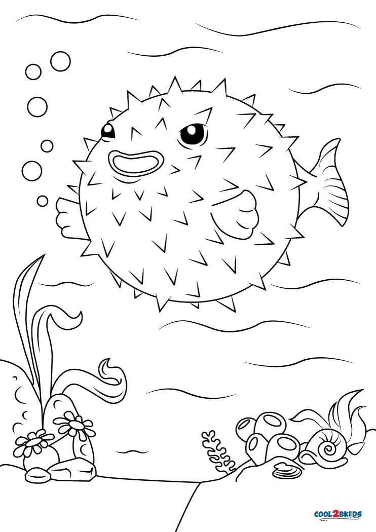 Free printable puffer fish coloring pages for kids