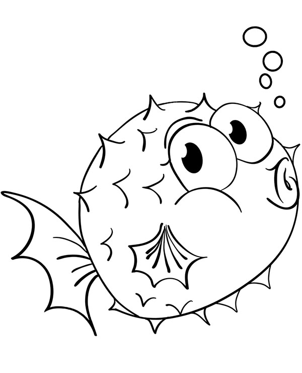 Puffer fish coloring page for kids