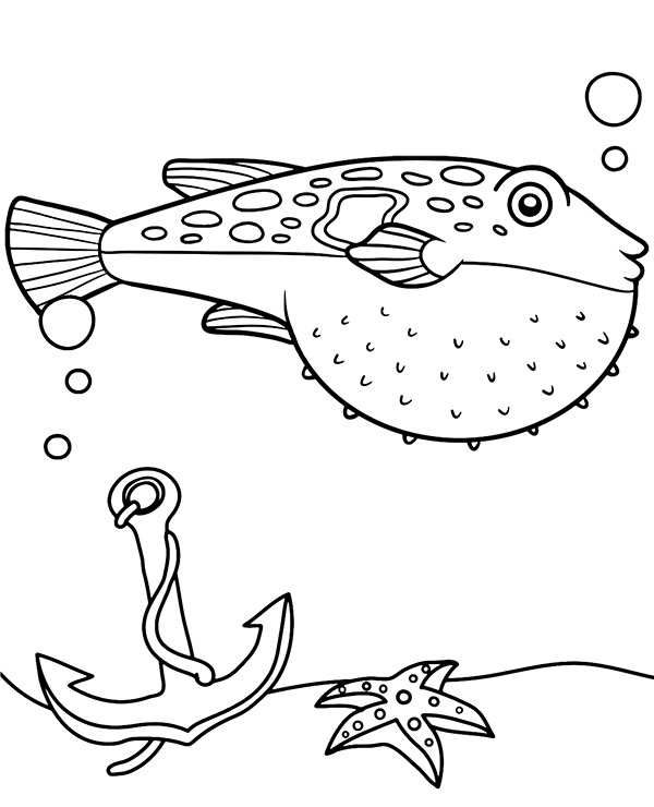 Puffer fish coloring sheet fugu