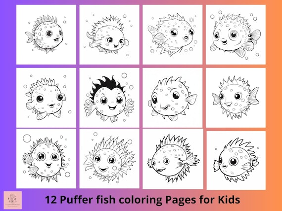 Puffer fish printable coloring sheet for kids sea animals printable kids coloring pages fish books kids activity