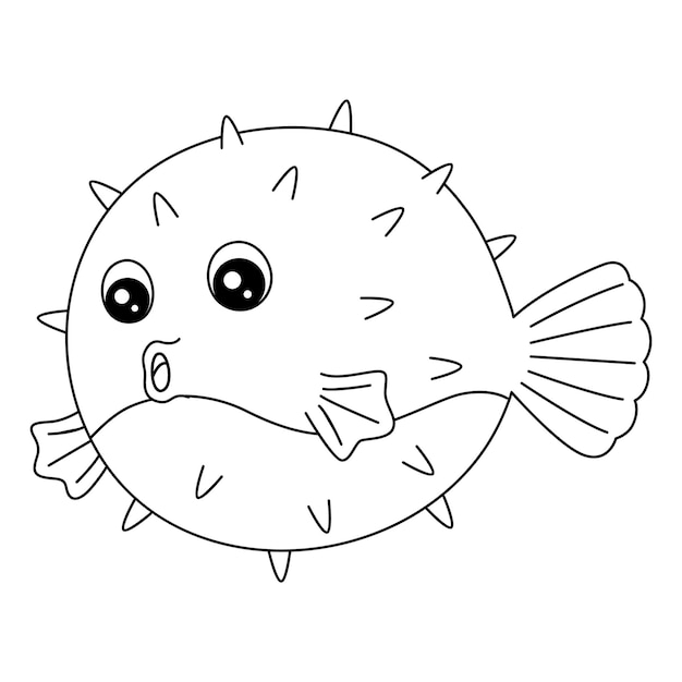 Premium vector pufferfish coloring page isolated for kids