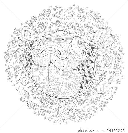 Cartoon stylized puffer fish