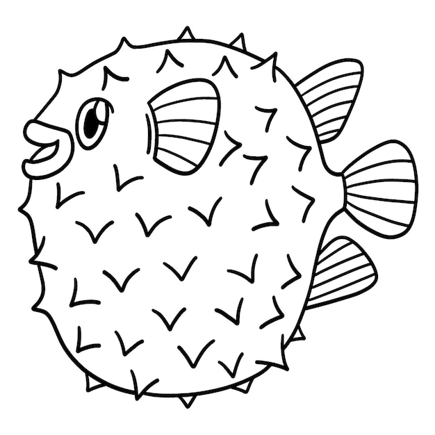 Premium vector pufferfish isolated coloring page for kids