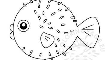 Cute puffer fish outline coloring page