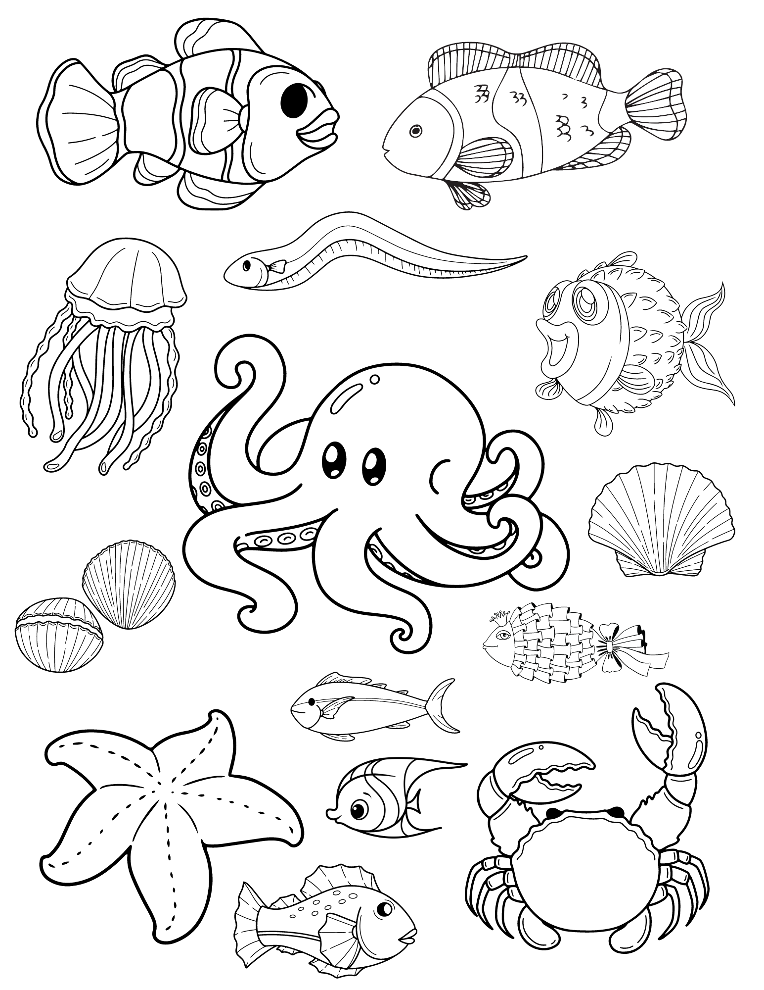 Fabulous fish coloring pages for kids and adults