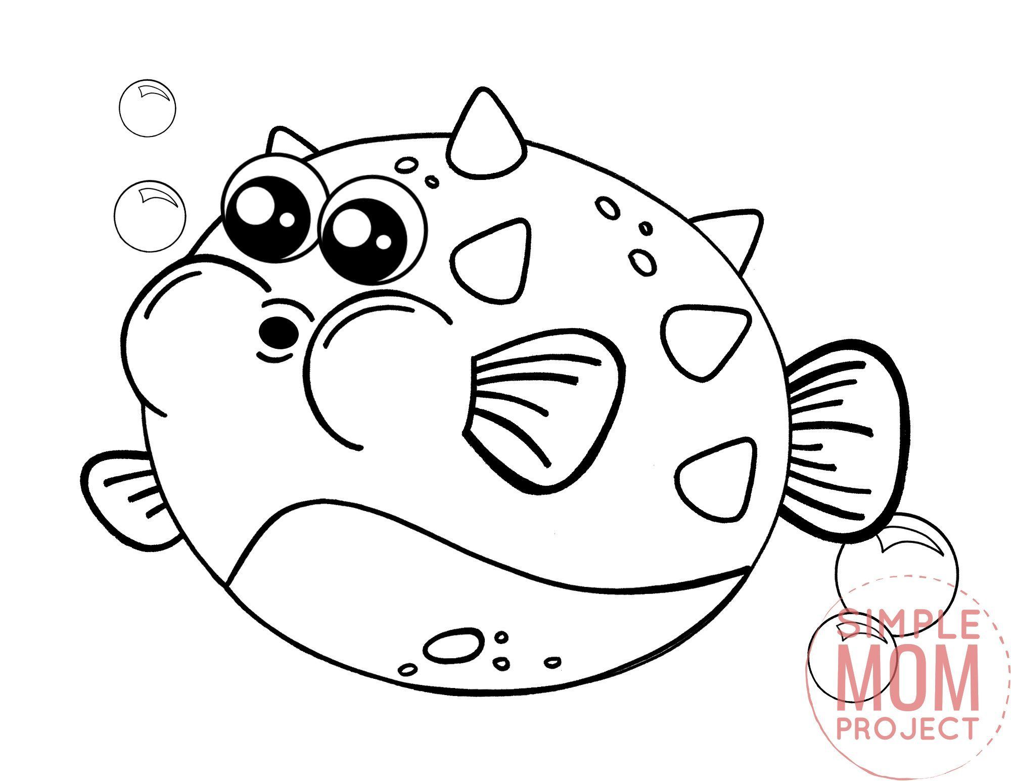 Free printable blowfish coloring page fish coloring page coloring pages ocean animal crafts