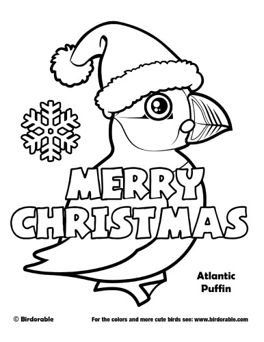 Christmas atlantic puffin coloring page by