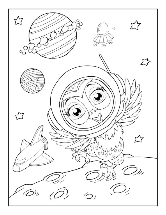 Digital download space fun coloring pages pages party package series of toddler and preschool