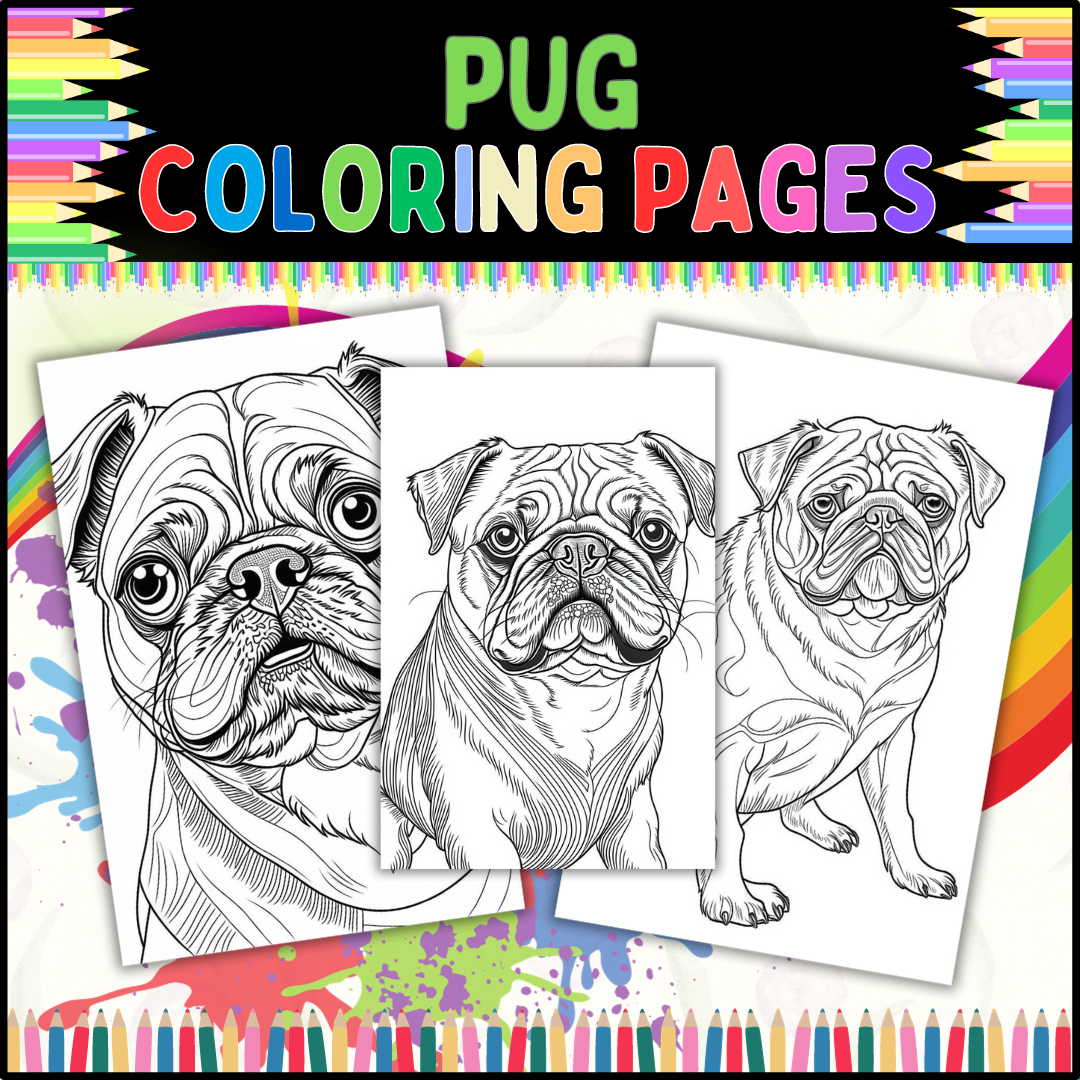 Pug coloring pages for dog lovers of all ages relaxing and fun activity made by teachers