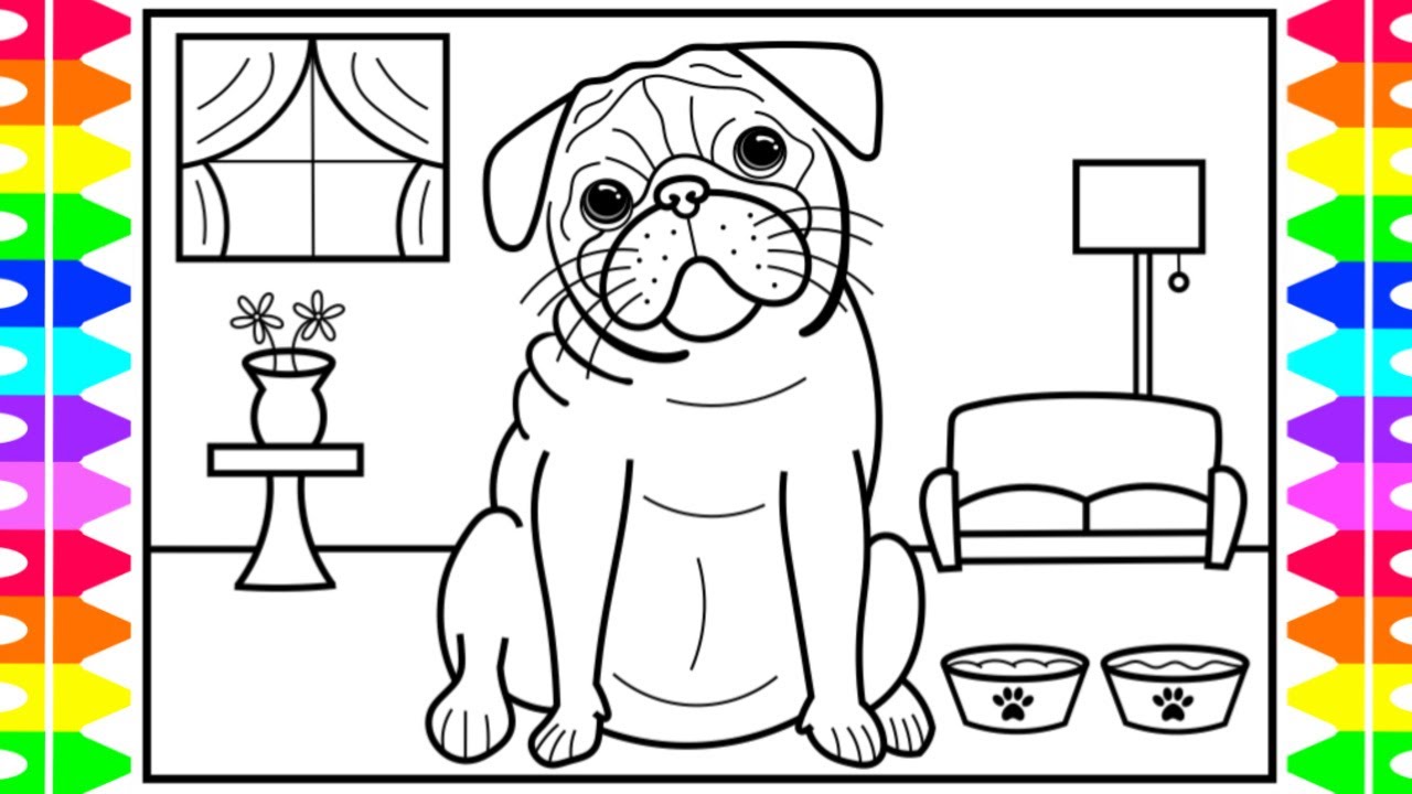 How to draw a pug ðdog drawings for kids dog coloring pages for kids