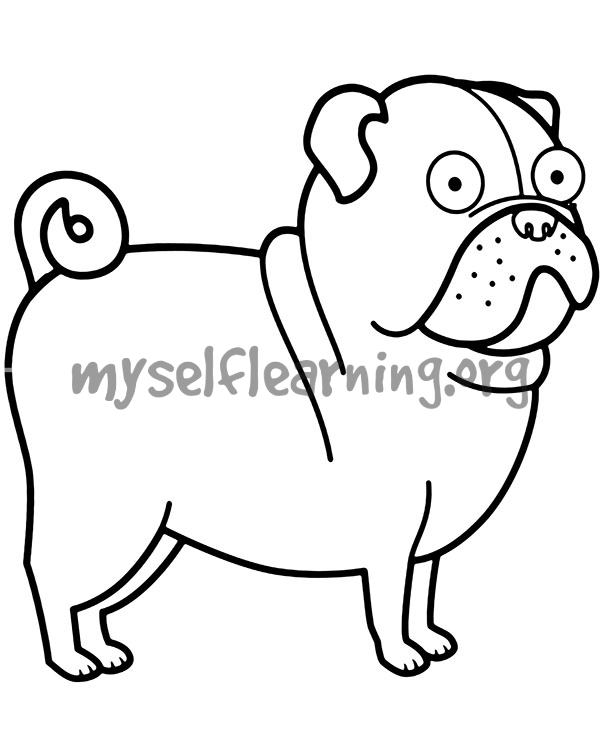 Pug coloring sheet instant download