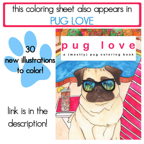 Pineapple pug downloadable coloring page