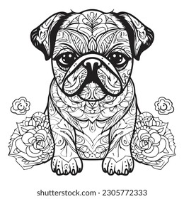 Pug coloring book images stock photos d objects vectors