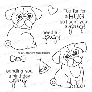 Newtons nook designs pug hugs clear stamp set â simon says stamp