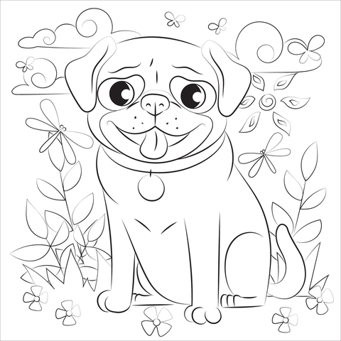 Pug coloring page free printable coloring pages