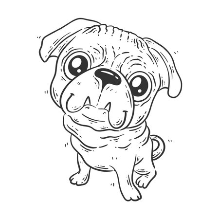 Pug line drawing cliparts stock vector and royalty free pug line drawing illustrations