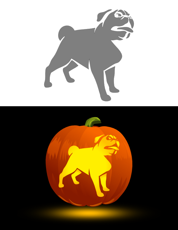 Printable pug pumpkin stencil