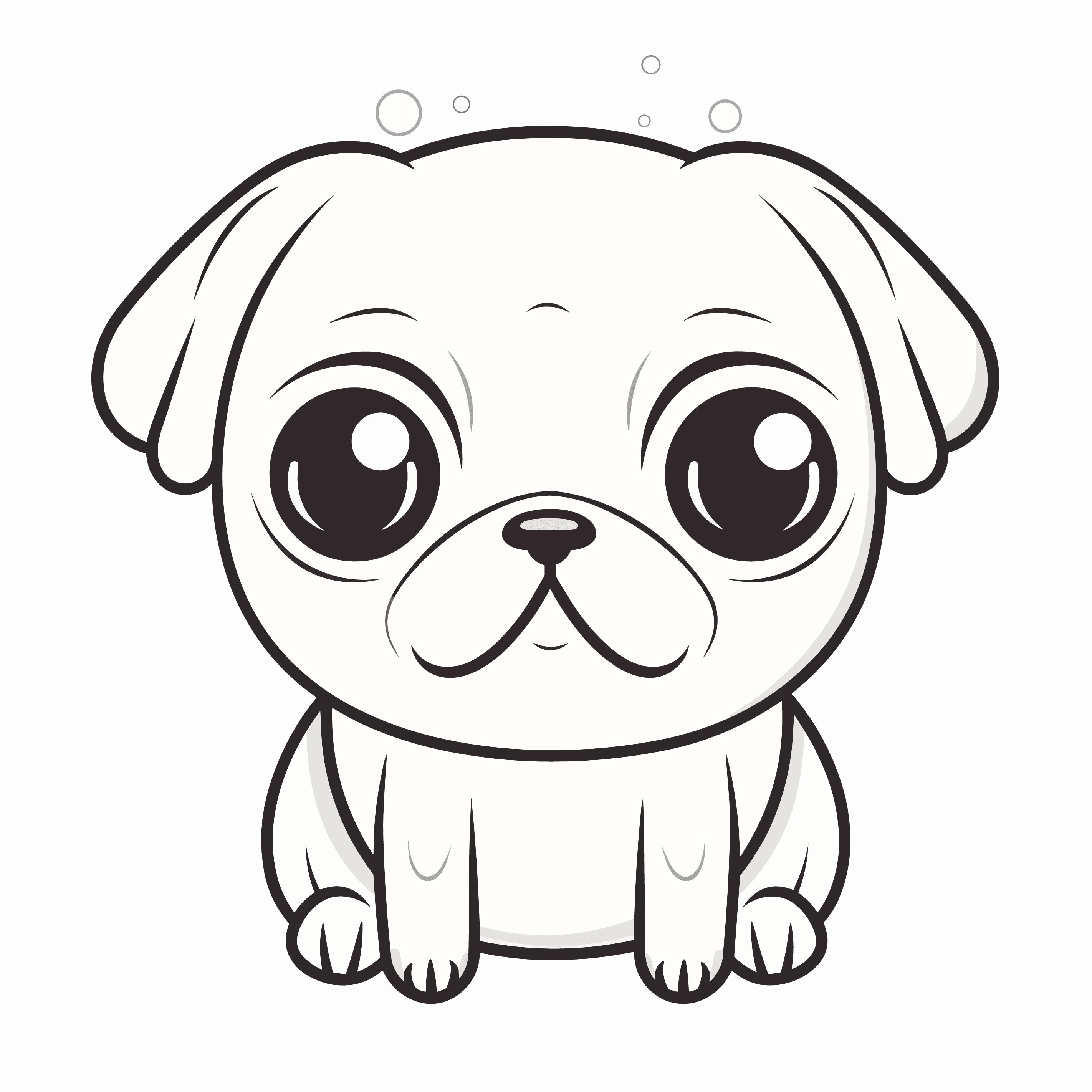 Kawaii pug coloring pages printable dog coloring sheets for teens adults pug lovers stress relief and relaxation pdf