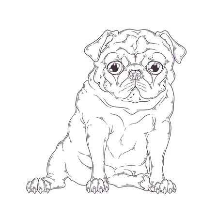 Pug line drawing cliparts stock vector and royalty free pug line drawing illustrations