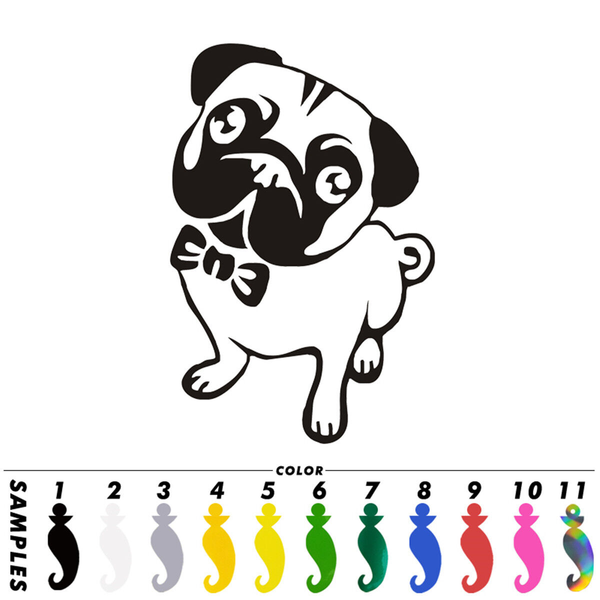 X pug dog car sticker window door der bumper home laptop vinyl decal gift