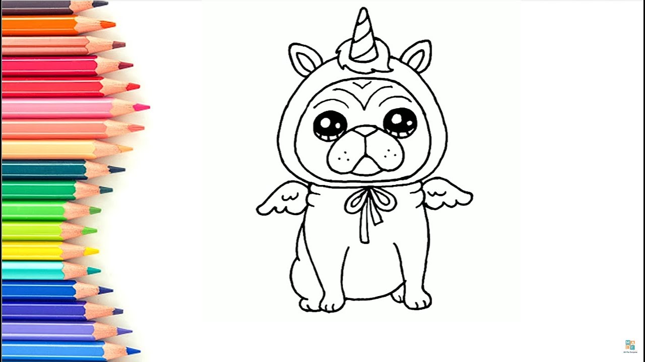 How to draw pugicorn dog