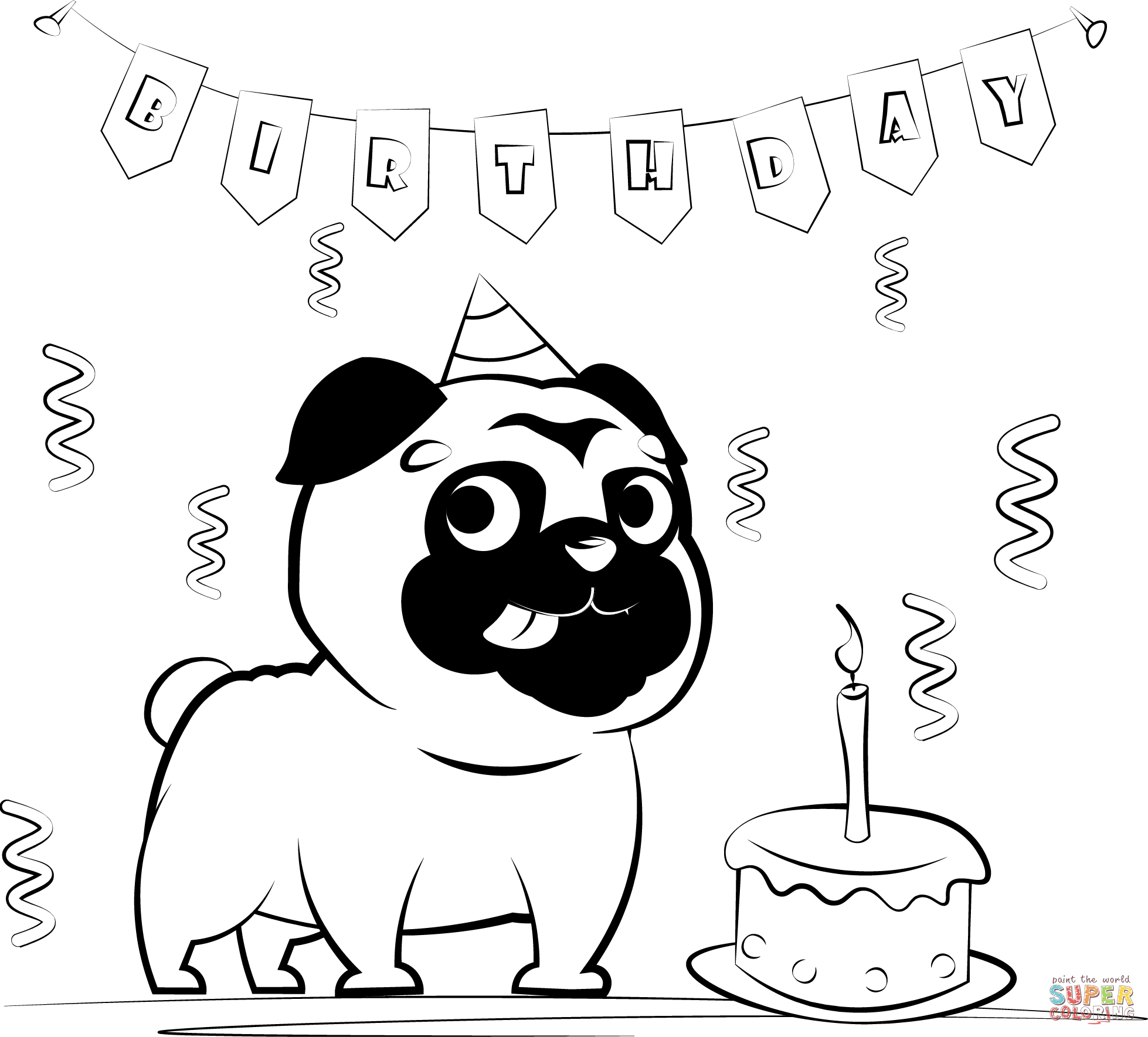 Birthday puppy coloring page free printable coloring pages