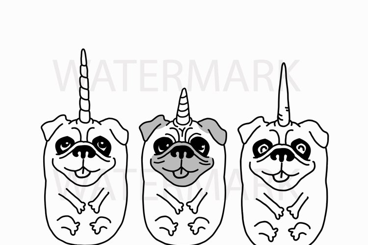 Unicorn pug dog three style