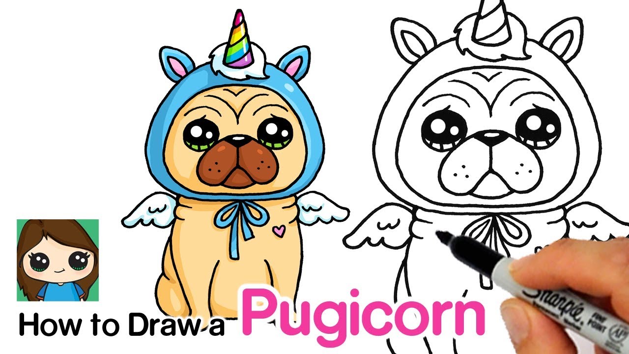 How to draw a pugicorn unipug pug unicorn